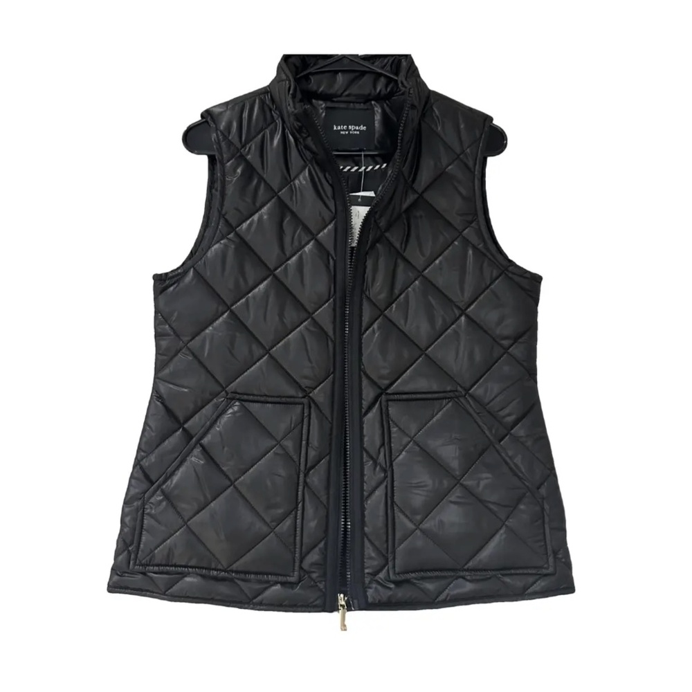Kate Spade New York Black Quilted Vest Small NWT - Picture 1 of 7